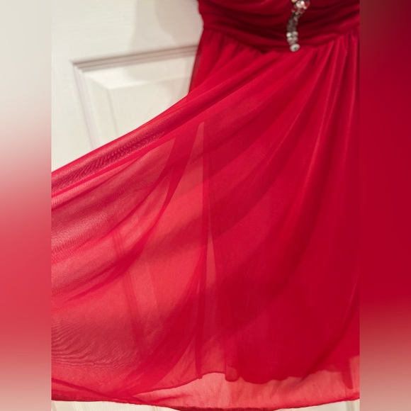 Strapless Red Rhinestone Dress - Picture 7 of 11